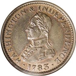 1783 1C Washington & Independence Cent, Large Military 