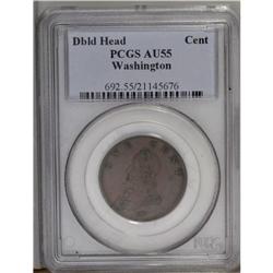 Undated 1C Washington Double Head Cent AU55 PCGS. Bake 
