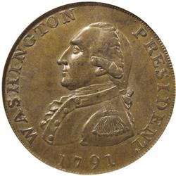 1791 1C Washington Large Eagle Cent MS64 Brown NGC. Ba 