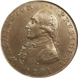 1791 1C Washington Large Eagle Cent MS64 Brown NGC. Ex 