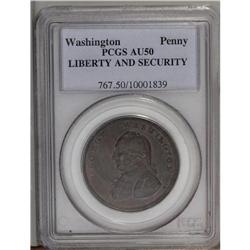 Undated PENNY Washington Liberty & Security Penny AU50 