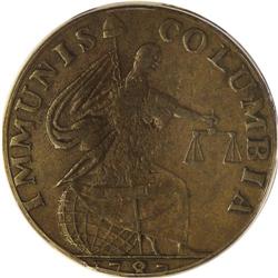 1787 PIECE Immunis Columbia Piece, Eagle Reverse XF45 