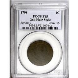 1798 1C Second Hair Style Fine 15 PCGS. S-181, B-42, R 