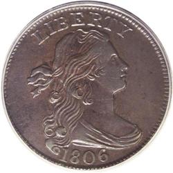 1806 1C AU55 PCGS. S-270, R.1. Die State II. The 1806 