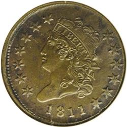 1811 1C MS61 Brown NGC. S-287, R.2. A type that is qui 