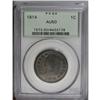 1814 1C Plain 4 AU50 PCGS. S-295, B-2, R.1. Deep olive 