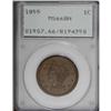 Image 1 : 1855 1C Slanted 5s MS66 Brown PCGS. N-10, R.1. Magnifi 