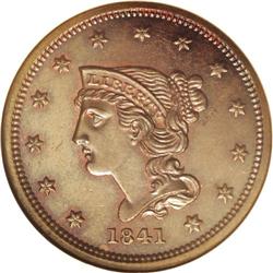 1841 1C PR64 Brown NGC. N-1. While labeled as a "Brown 
