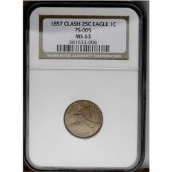 1857 1C MS63 NGC. FS-003. Snow-9. (Misidentified by NG 
