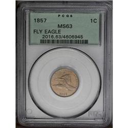 1857 1C MS63 PCGS. Snow-10. The 57 in the date is obvi 
