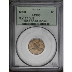 1858 1C Large Letters MS63 PCGS. High Leaves Reverse, 