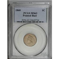 1860 1C Pointed Bust MS63 PCGS. A Select and pleasing 