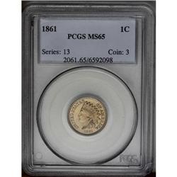 1861 1C MS65 PCGS. A highly lustrous example of an ear 