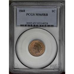 1868 1C MS65 Red and Brown PCGS. The copper-red and pi 
