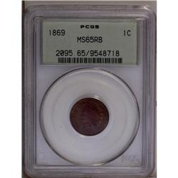 1869 1C MS65 Red and Brown PCGS. The smooth lustrous f 