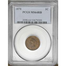 1870 1C MS64 Red and Brown PCGS.From The Red Fjord Col 