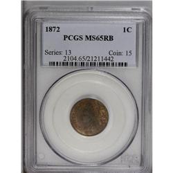 1872 1C MS65 Red and Brown PCGS. This Gem has a colorf 