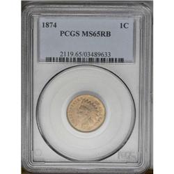 1874 1C MS65 Red and Brown PCGS. Just slightly mellowe 