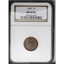 1875 1C MS66 Red and Brown NGC. A lovely Premium Gem w 