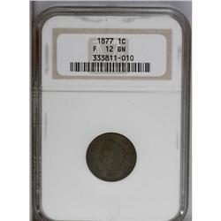 1877 1C Fine 12 NGC. A heavily worn but still pleasing 