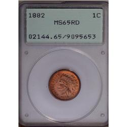 1882 1C MS65 Red PCGS. A lustrous and radiant peach-go 
