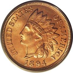 1894 1C Doubled Date MS64 Red PCGS. Breen-2024, Snow-1 