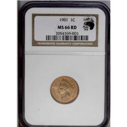 1901 1C MS66 Red NGC. Eagle Eye Photo Seal. A crisply 
