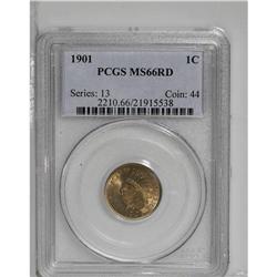 1901 1C MS66 Red PCGS. Outstanding and original reddis 