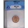 1909-S 1C MS64 Red and Brown ANACS. This key date exam 