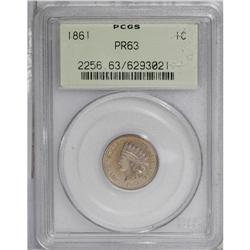 1861 1C PR63 PCGS. Flashy fields and radiant apricot-r 