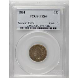 1861 1C PR64 PCGS. Delicate pumpkin and lavender patin 