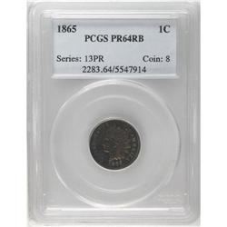 1865 1C PR64 Red and Brown PCGS. Plain 5. This intrica 