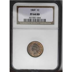 1869 1C PR64 Red and Brown NGC. Dashes of lilac-brown 