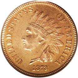 1873 1C Closed 3 PR65 Red PCGS. The Bowers Indian cent 