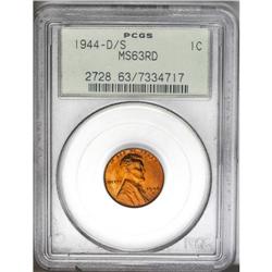1944-D/S 1C MS63 Red PCGS. FS-20. OMM-1. The upper hal 