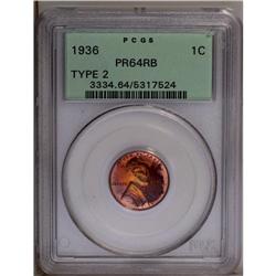 1936 1C Type Two--Brilliant Finish PR64 Red and Brown 