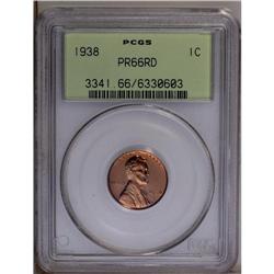 1938 1C PR66 Red PCGS. A magnificent pumpkin-gold Prem 
