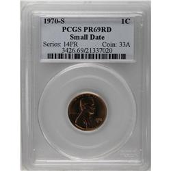1970-S 1C Small Date PR69 Red PCGS. By far the scarcer 