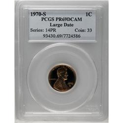1970-S 1C Large Date PR69 Deep Cameo PCGS. A fully str 