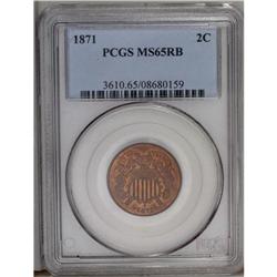 1871 2C MS65 Red and Brown PCGS. Original copper-red r 