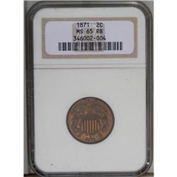 1871 2C MS65 Red and Brown NGC. The mellow orange-brow 