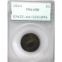 1864 2C PR64 Red and Brown PCGS.From The Antigo Collec 