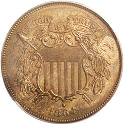 1864 2C Large Motto PR65 Red and Brown PCGS. Beautiful 
