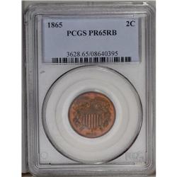 1865 2C PR65 Red and Brown PCGS. A pleasing orange-and 