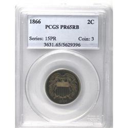 1866 2C PR65 Red and Brown PCGS.From The Antigo Collec 