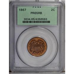 1867 2C PR65 Red and Brown PCGS. The obverse is almost 
