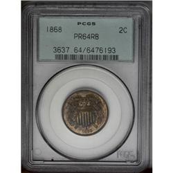 1868 2C PR64 Red and Brown PCGS. Luminous gold luster 