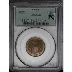 1868 2C PR64 Red and Brown PCGS. This precisely struck 