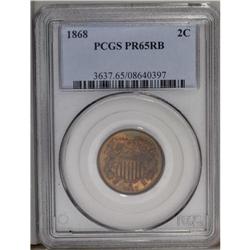 1868 2C PR65 Red and Brown PCGS. The reddish-orange su 