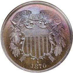 1870 2C PR67 Brown NGC. This Superb Gem is the only pr 